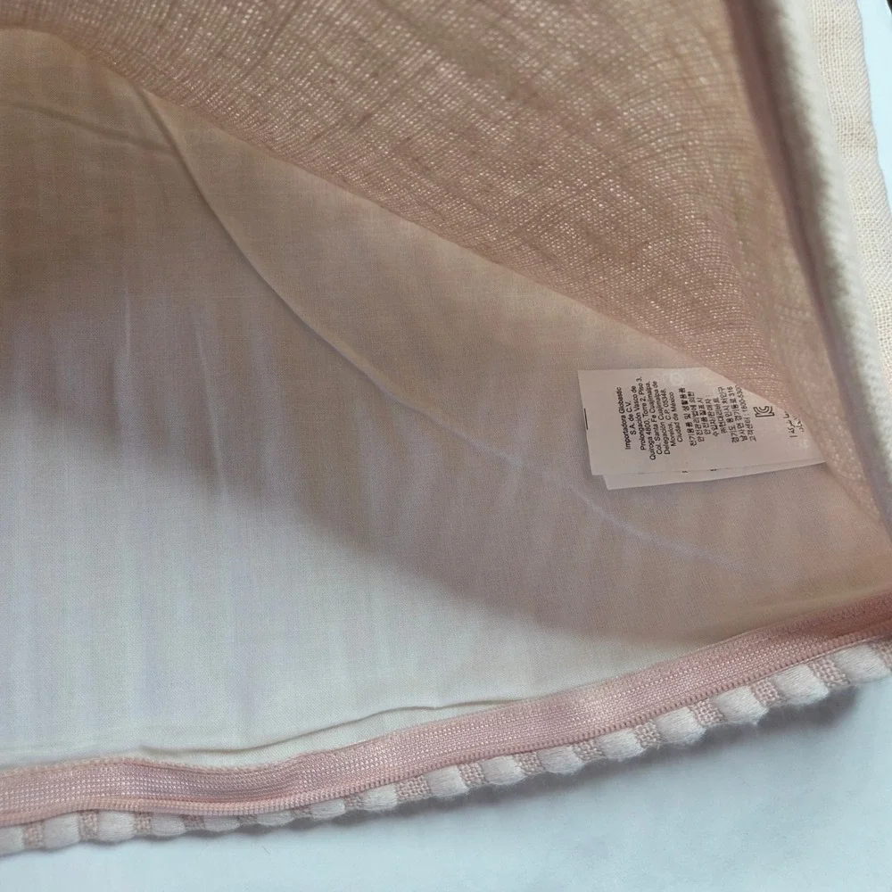 NWT Williams‎ Sonoma Textured Pillow Cover Neutral Pink Beige blush Striped
